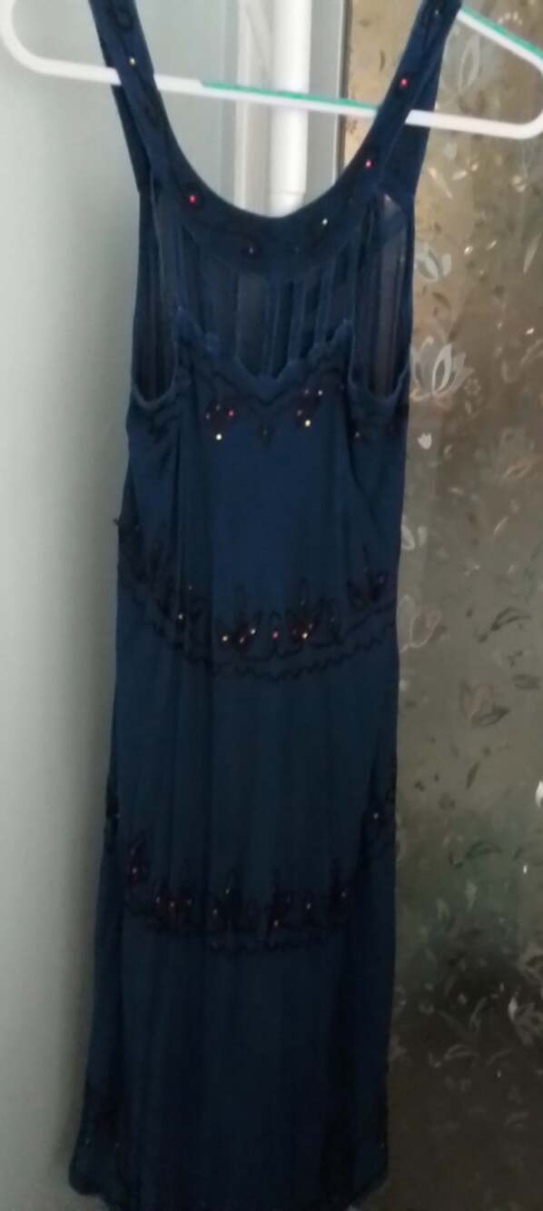 ACE Fashion NWT Denim Blue W Embroidery Sleeveless Lattice Maxi Dress Size M
